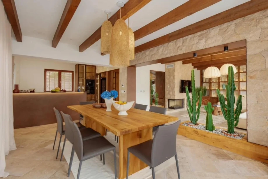Elegant Wooden Details Enhancing the Villa’s Interior