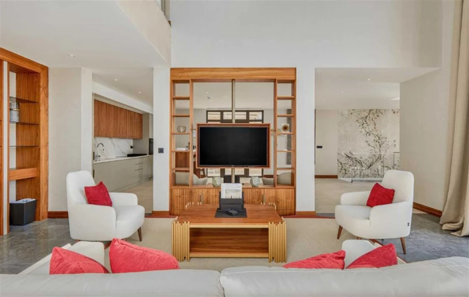 Spacious Living Room with TV