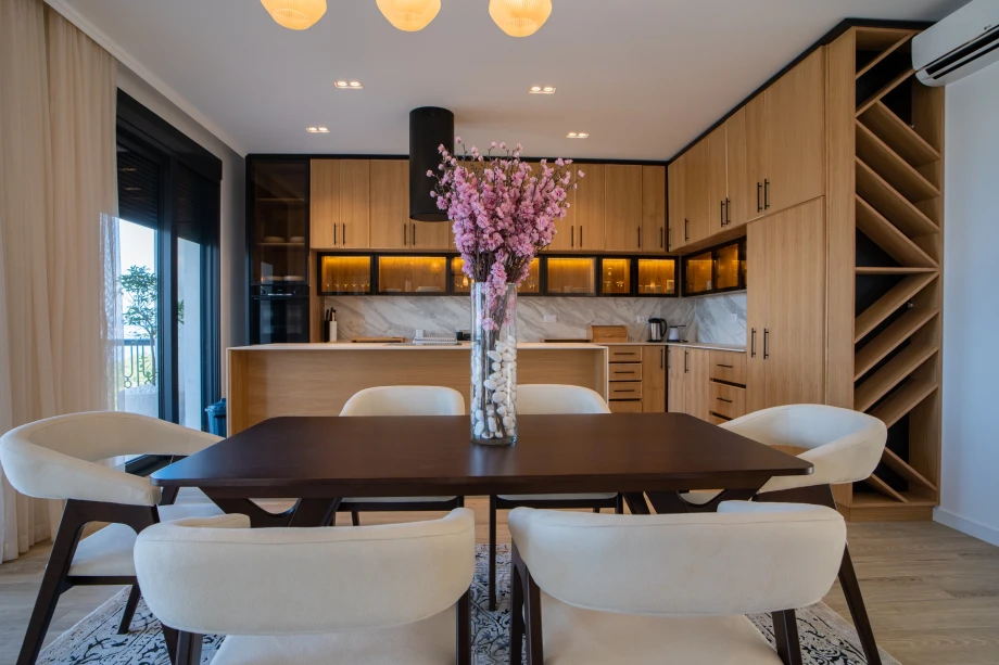 Sophisticated Dining Area with Elegant Table Setting