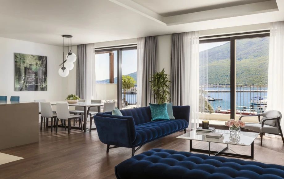 Luxurious living room with elegant design and modern amenities