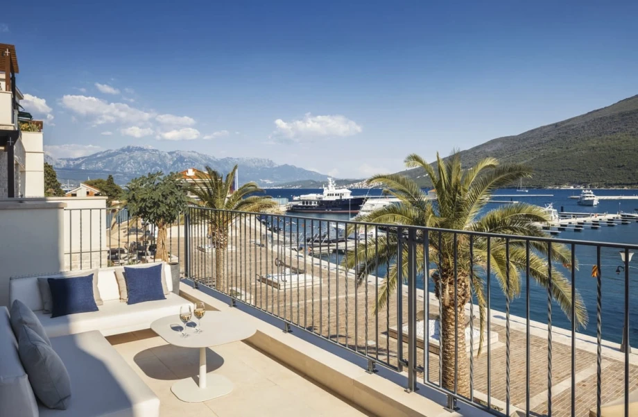 Terrace of a Portonovi beachfront villa with breathtaking sea views