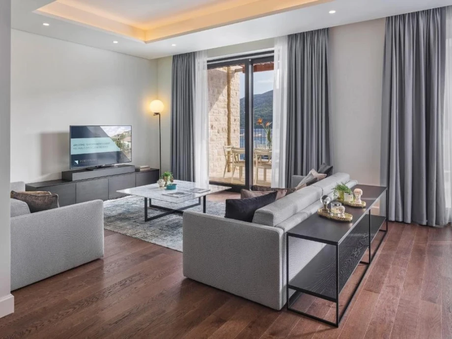 Spacious Living Room in Portonovi Suite with Elegant Interiors