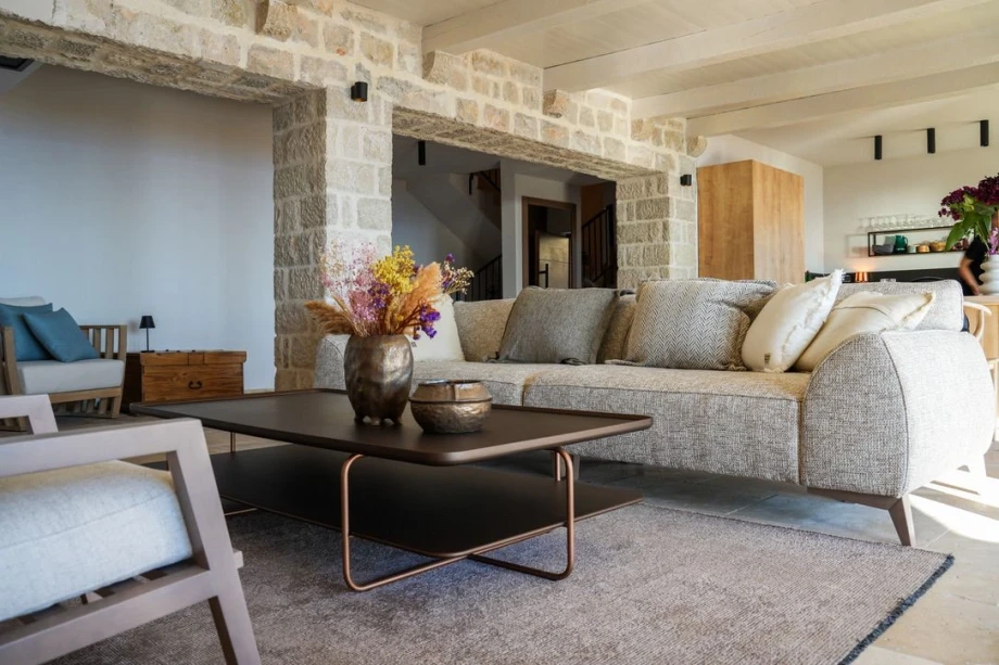 Cozy Living Room with Comfortable Furniture in Villa