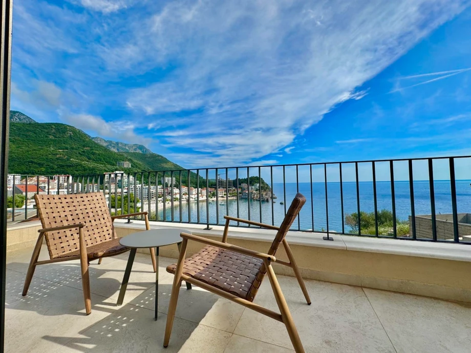 Terrace with Beautiful View of the Sea and Lush Hills at Villa Solis