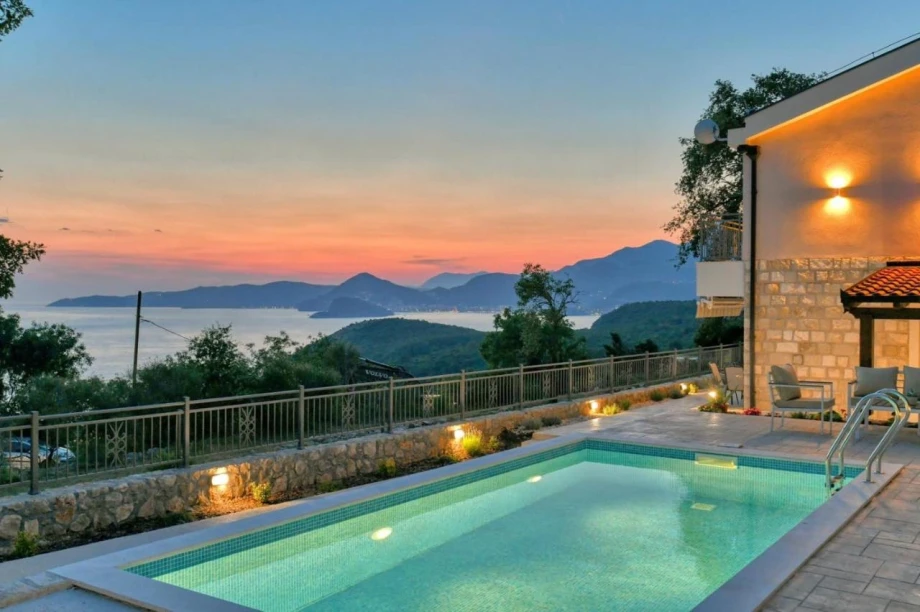Beautiful Outdoor Pool with Scenic Views at Stone Villa