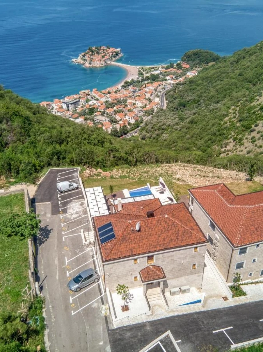 Private Parking Area at Montenegro Villa with Sea Views