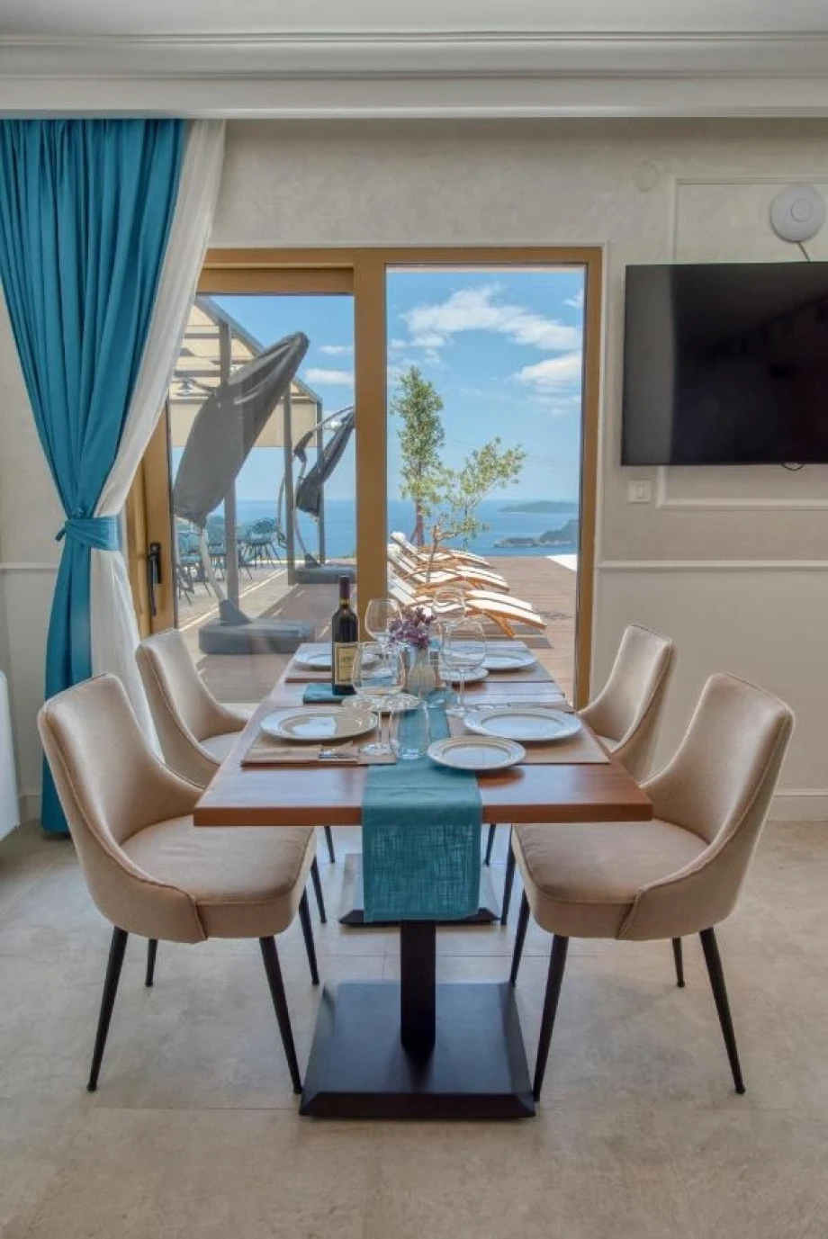 Elegant Dining Area in Montenegro Villa with Scenic Views