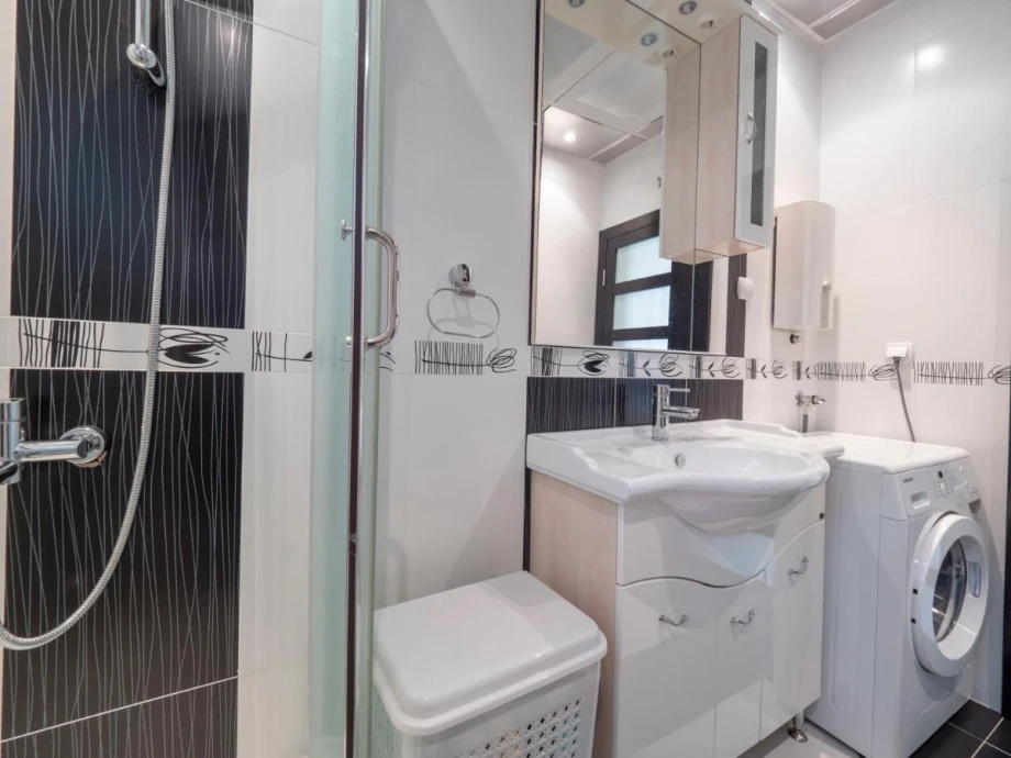 Bathroom with Modern Shower Cabin at the Villa