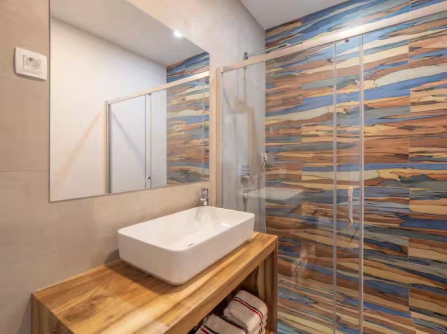 Spacious Shower Cabin with Glass Enclosure in the Villa