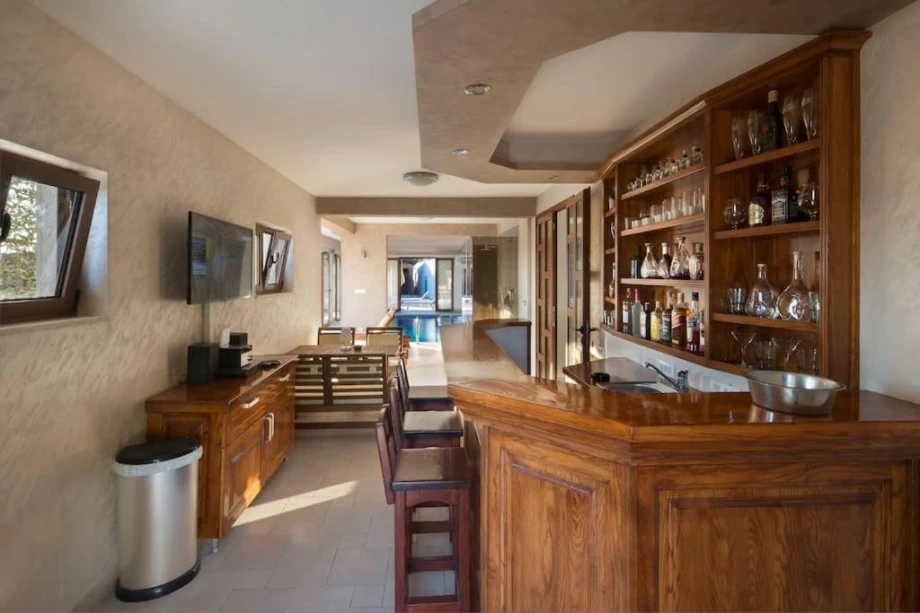 Wooden Sled with Rustic Charm in Villa's Cozy Setting