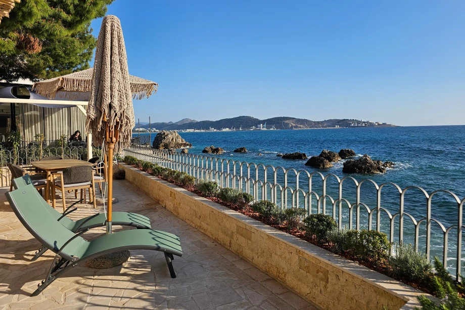 Relaxing Sunbeds with Sea View on Villa Terrace in Montenegro