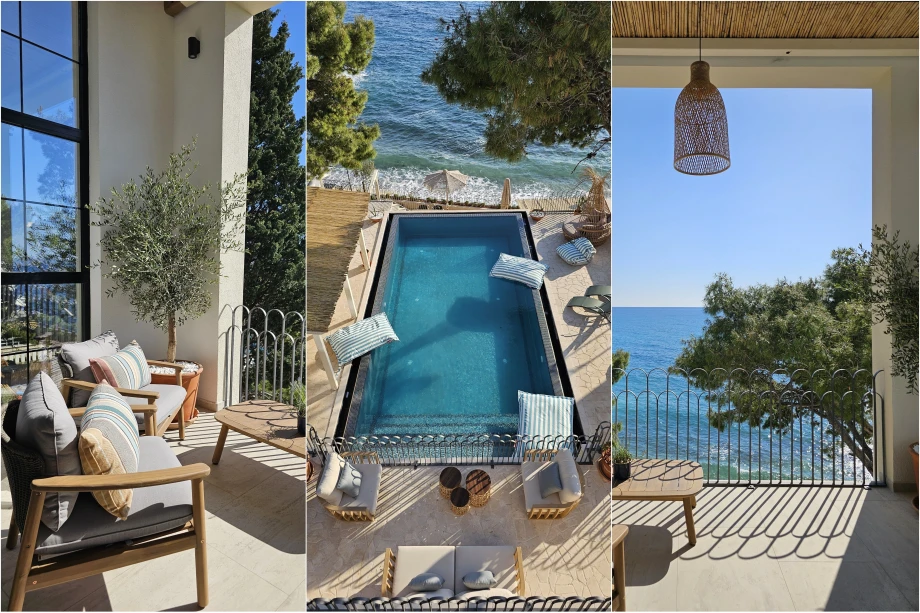 Outdoor Pool with Panoramic Sea Views and Elegant Stone Deck in Montenegro Villa