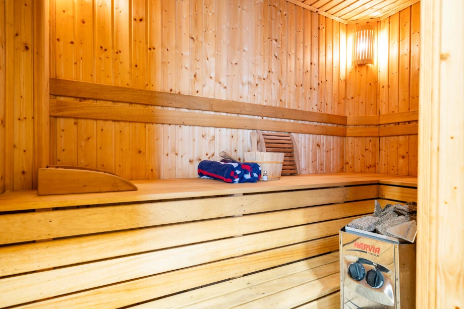 Private Villa Sauna with Wood Interior – Wellness Feature of Luxury Retreat