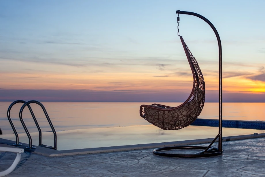 Beautiful Sunset Casting Warm Glow Over Montenegro Villa Terrace