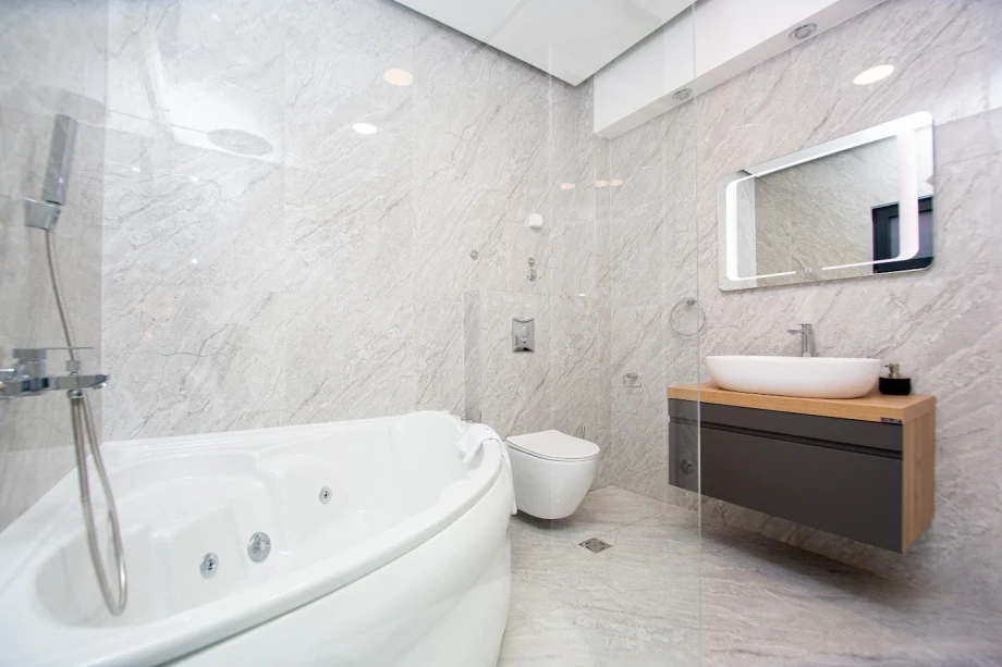 Spacious Bathroom with Natural Light and Contemporary Style – Montenegro Villa Interior