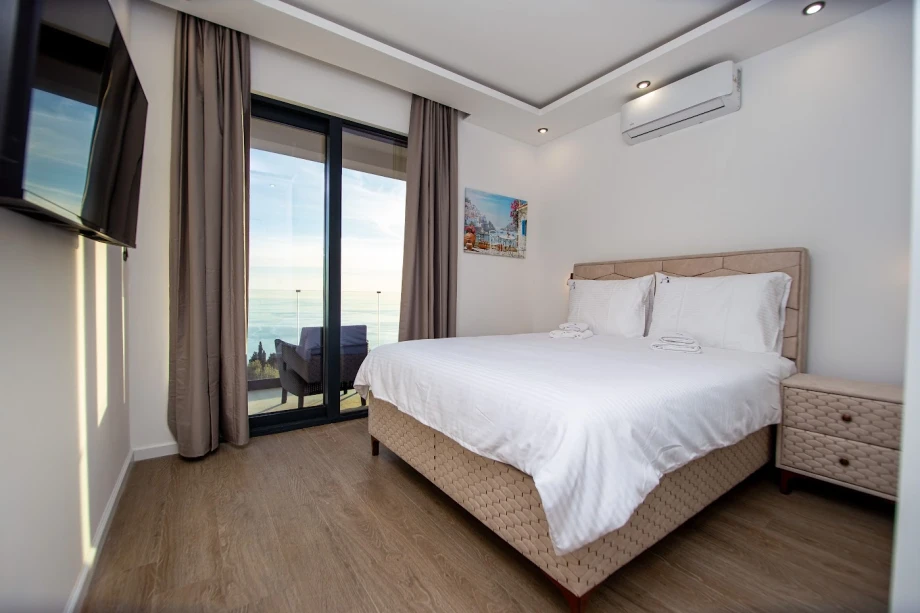 Bedroom with Sea View and Modern Touches – Montenegro Villa Retreat