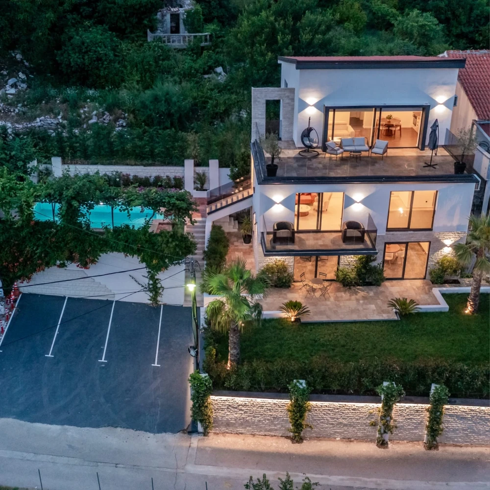 Elegant poolside view at a luxury Montenegro villa retreat