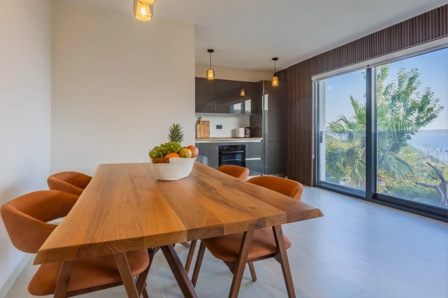 Cozy indoor dining table in a stylish Montenegro villa