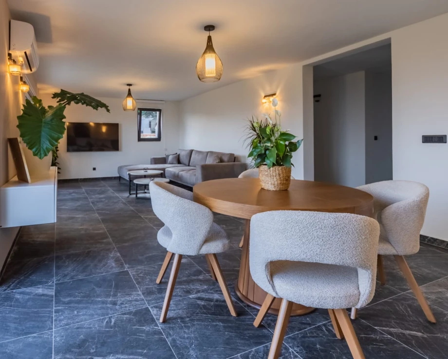 Living room decorated with lush plants in a Montenegro villa