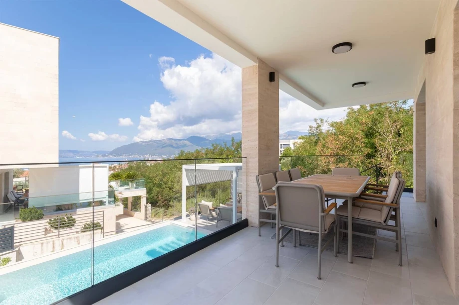 Elegant Terrace with Outdoor Dining Space at Montenegro Villa