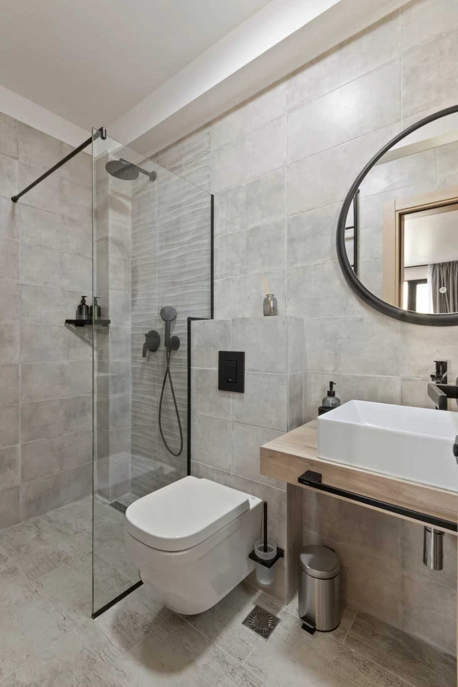 Sleek Modern Bathroom with Walk-In Shower and Contemporary Fixtures – Montenegro Villa
