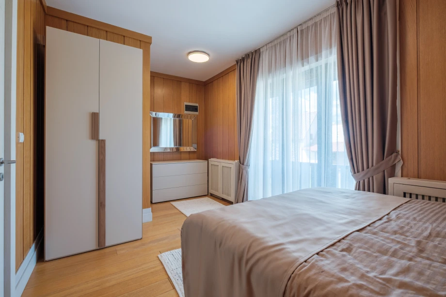 Contemporary Bedroom with King-Size Bed and Panoramic Views in Montenegro Villa