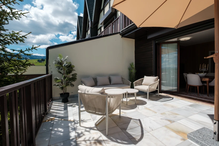 Spacious Terrace with Comfortable Seating and Panoramic Views in Montenegro Villa