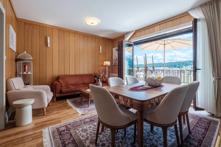 Bright and Inviting Living Room with Expansive Windows in Montenegro Villa