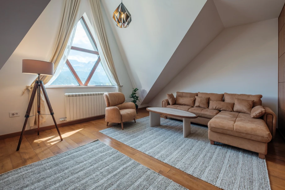 Spacious Living Room with Panoramic Views in Montenegro Villa