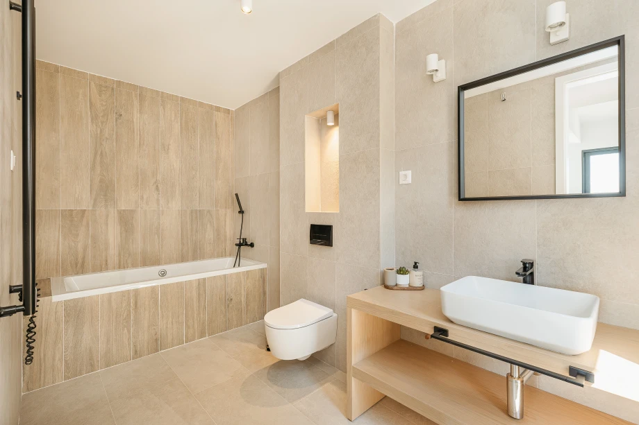 Elegant Bathtub in a Luxury Stone Villa Bathroom