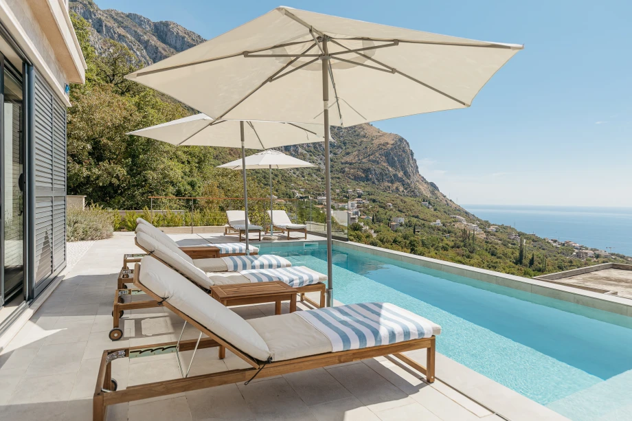 Luxurious Sunbeds by the Villa’s Outdoor Pool