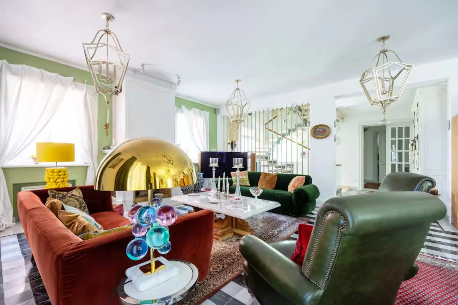 Villa Living Room Showcasing Intricate Design Details and Cozy Ambiance