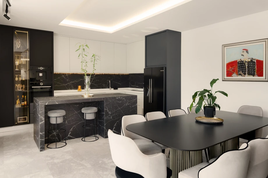 Villa dining area with modern dining table