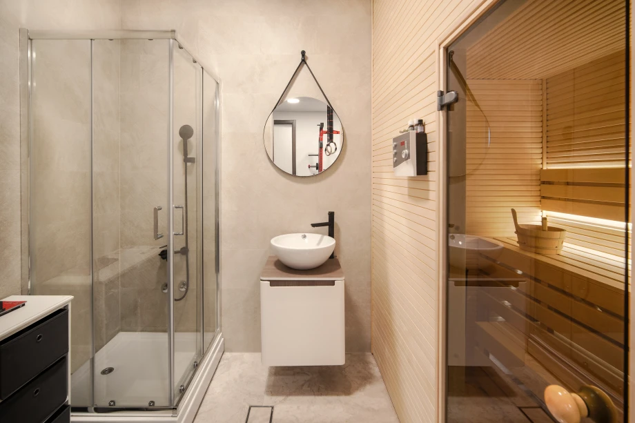 Villa fully equipped bathroom with modern amenities