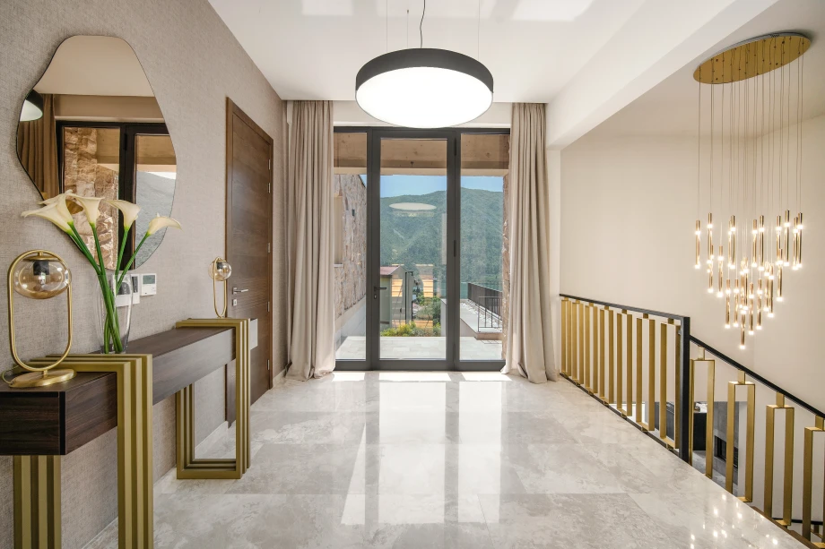 Villa elegant ornamental details in luxurious interior