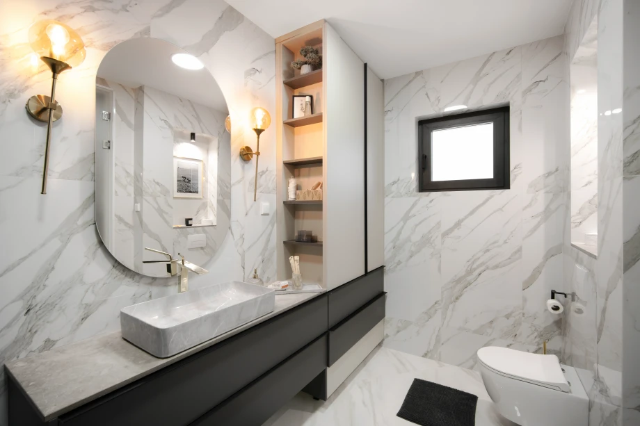 Modern villa bathroom with sleek fixtures