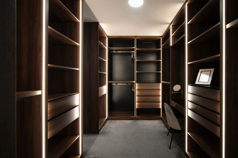 Spacious villa closet with organized storage