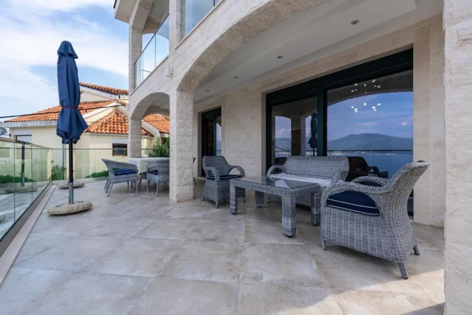 Spacious Terrace with Outdoor Seating and Bay Views