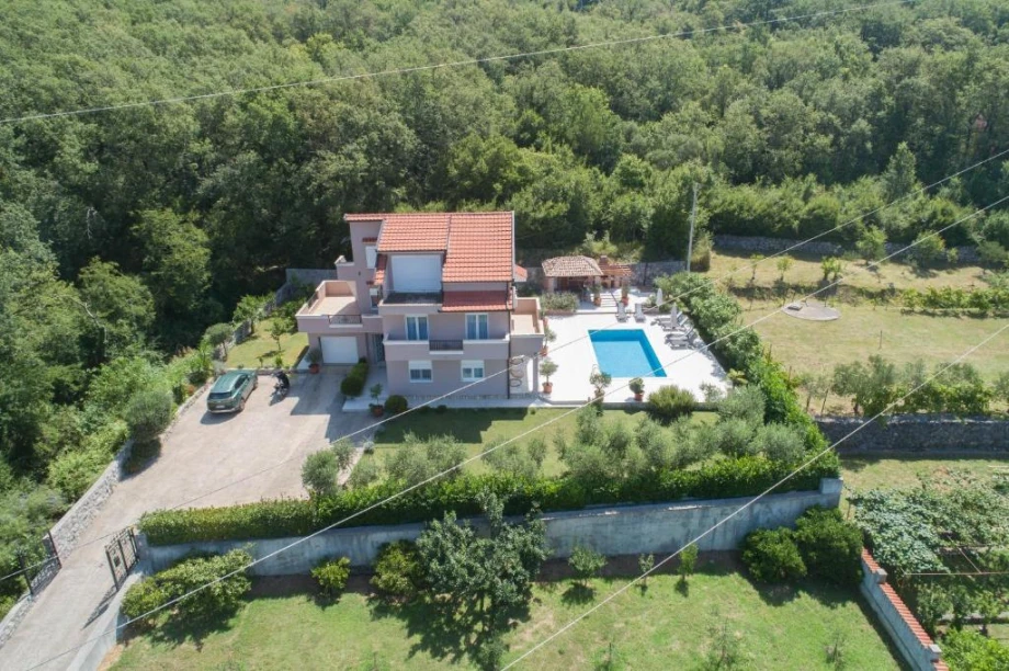 Villa Orea – Aerial Drone View Over Villa & Pool