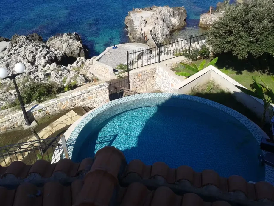 Aerial Drone View of Villa Pool