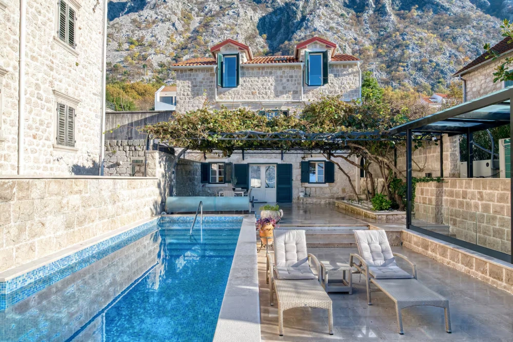 Villa Riviera Privata — Overlook of Pool Area from Upper Terrace