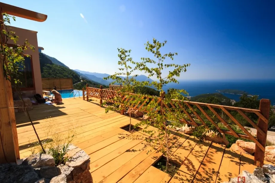 Villa Ventura Terrace View Over Adriatic Coastline with Scenic Seating in Budva