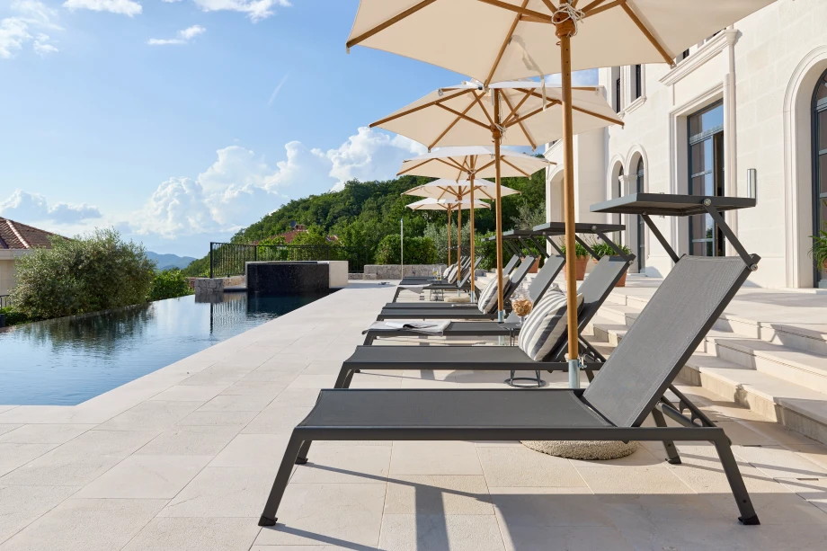 Sunbeds at Villa Gran Palacio Overlooking the Adriatic Coastline