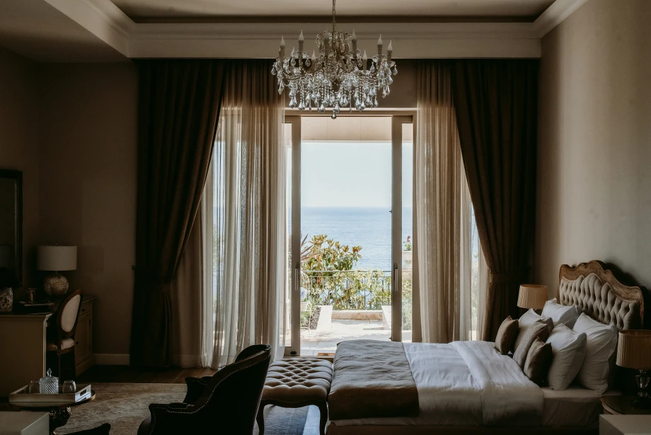 Elegant bedroom interior at Villa Cliffside Royal Estate