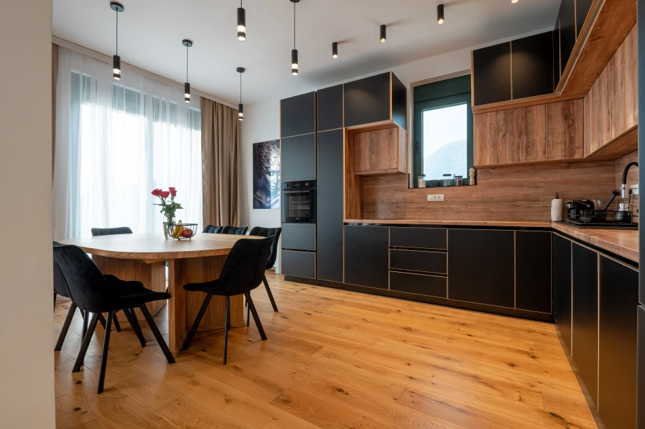 Modern Kitchen with Dining Area at Villa Calista Cove Luxury Interior