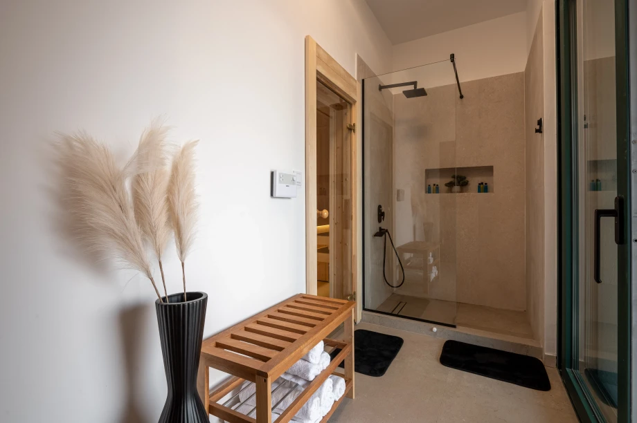 Modern Bathroom with Shower Area at Villa Calista Cove