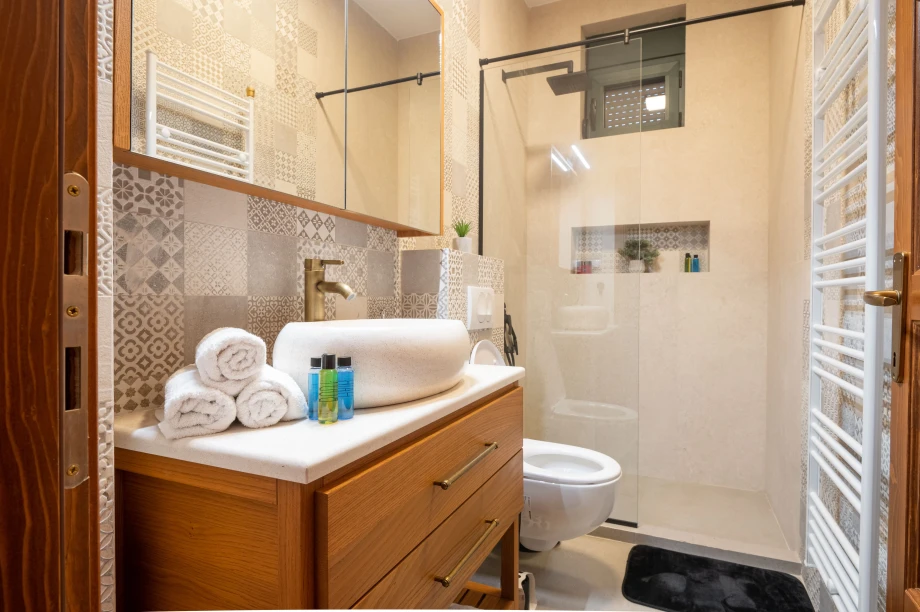 Modern Bathroom with Walk-In Shower at Villa Calista Cove