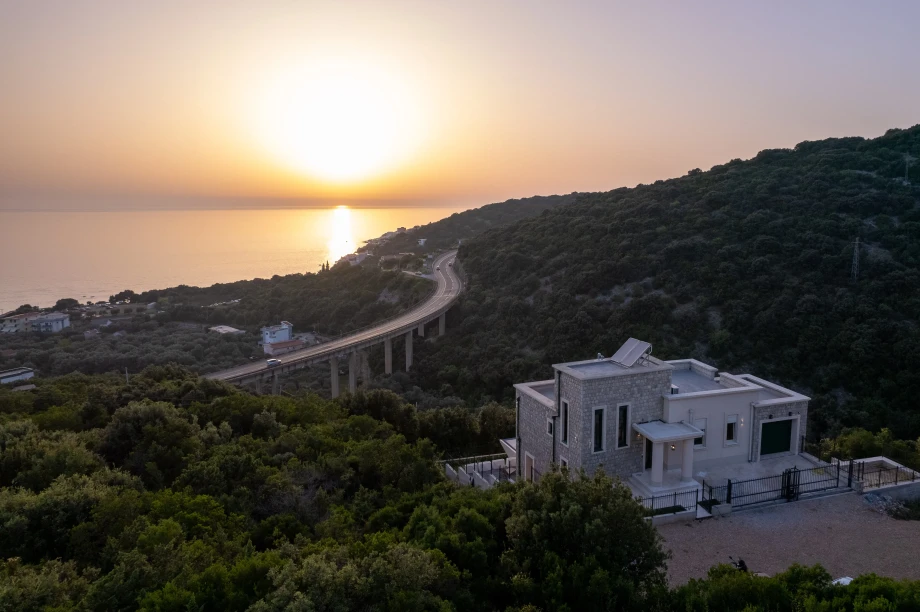 Sunset View at Villa Calista Cove with Golden Adriatic Horizon