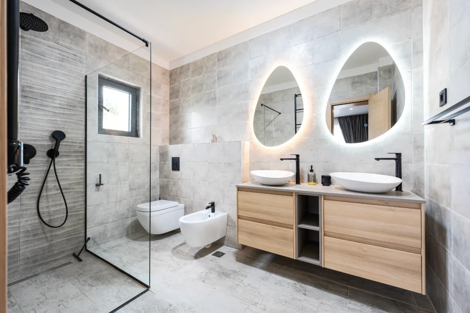 Elegant Bathroom with Spacious Walk-In Shower | Villa Calma Montenegro