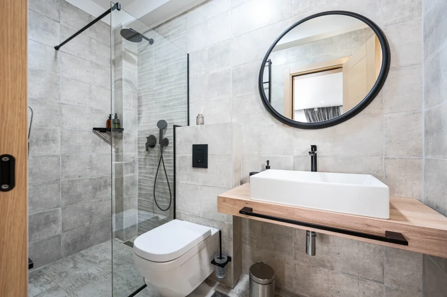 Contemporary Walk-In Shower with Luxury Finishes | Villa Calma Montenegro